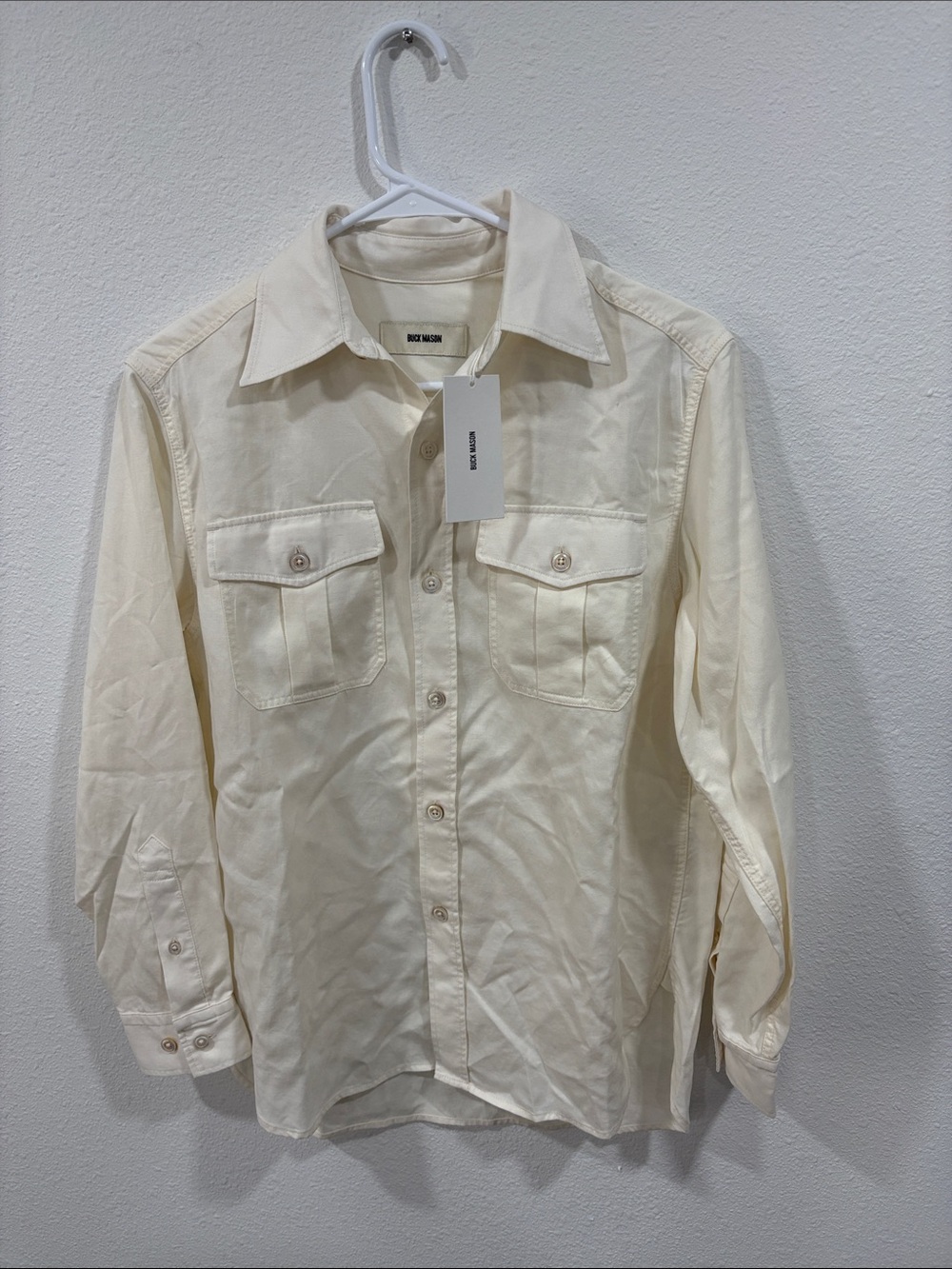 Buck Mason Ivory Draped Twill CPO Shirt XS NWT $168
